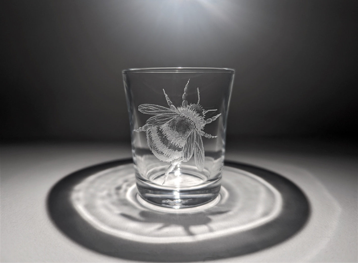 Hand Engraved Bumblebee Shot Glass - Bee Gift