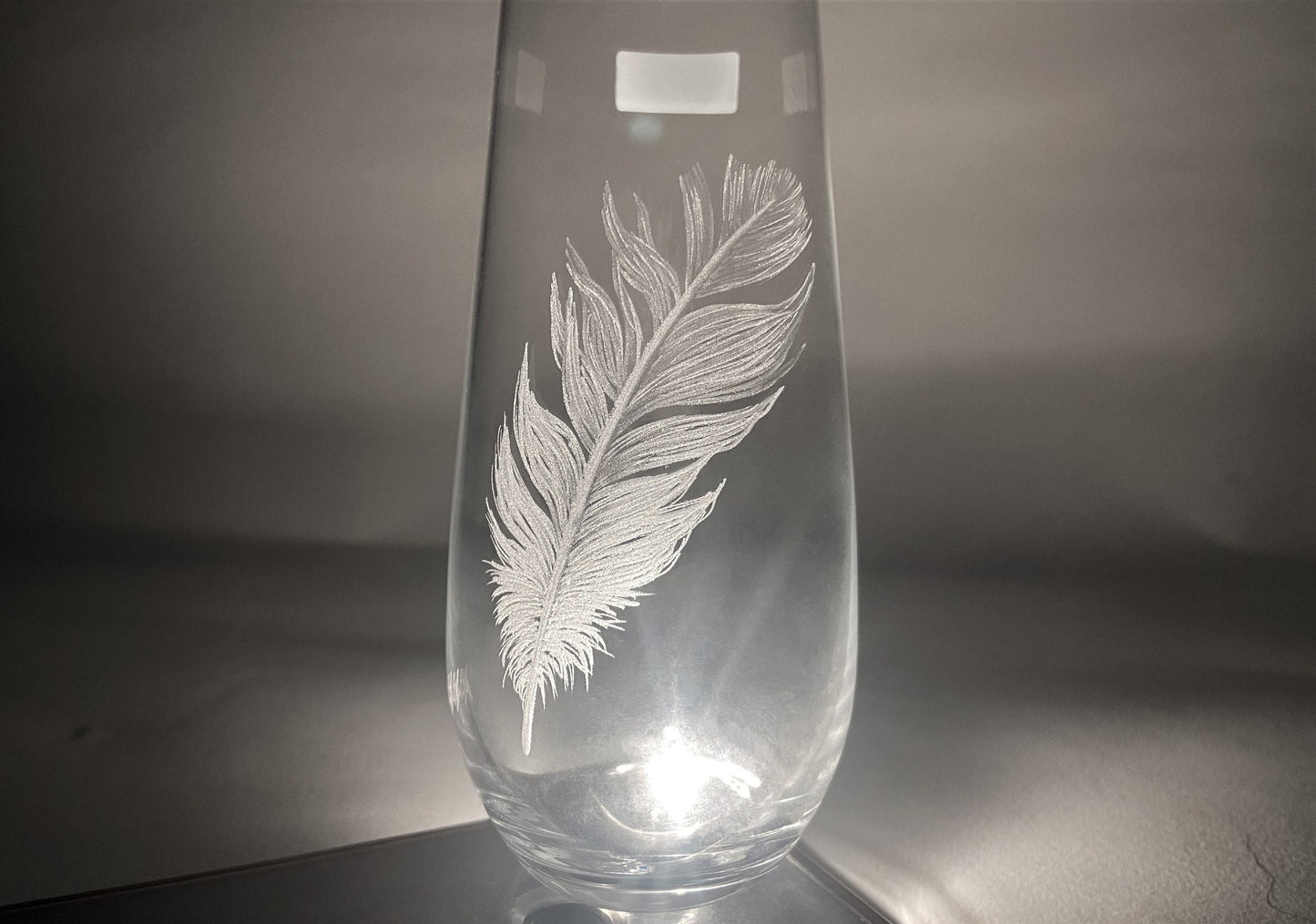 Hand Engraved Feather Vase - Miniature Vase Gift