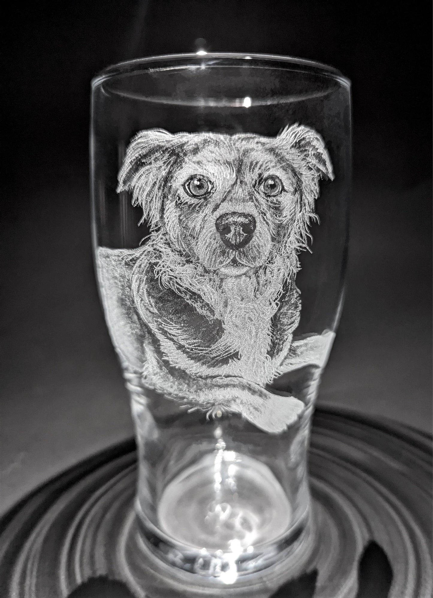 Custom Pet Pint Glass – Hand Engraved with Your Pet's Photo