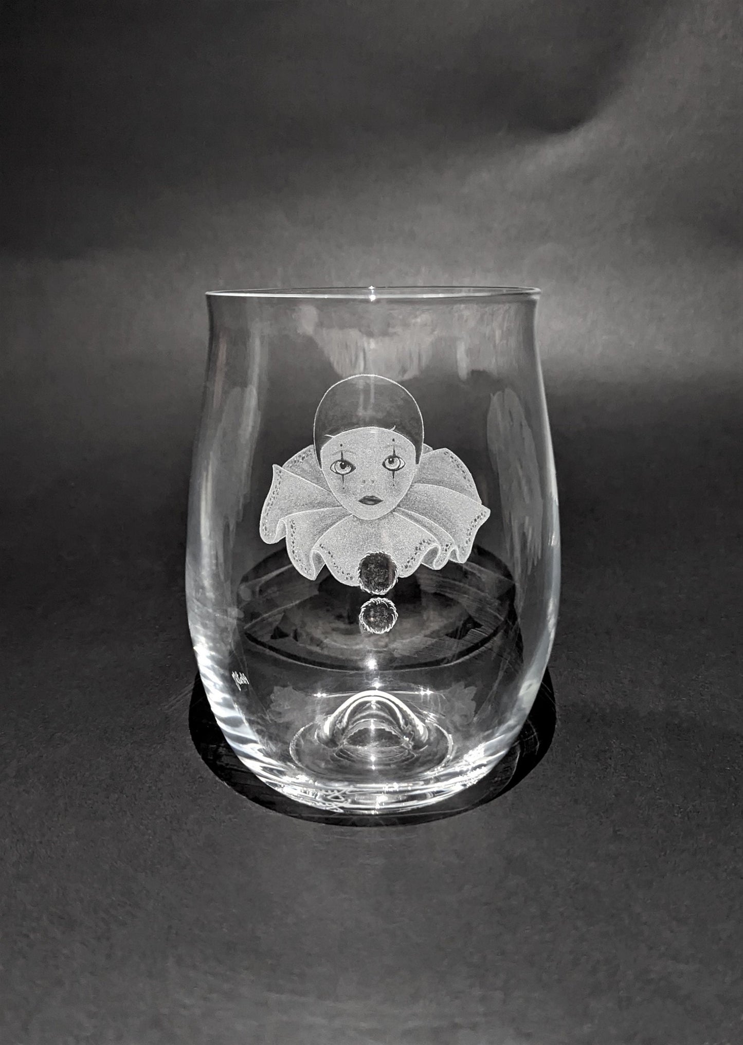 Hand Engraved Clown Wine Glass - Unique Clown Gifts