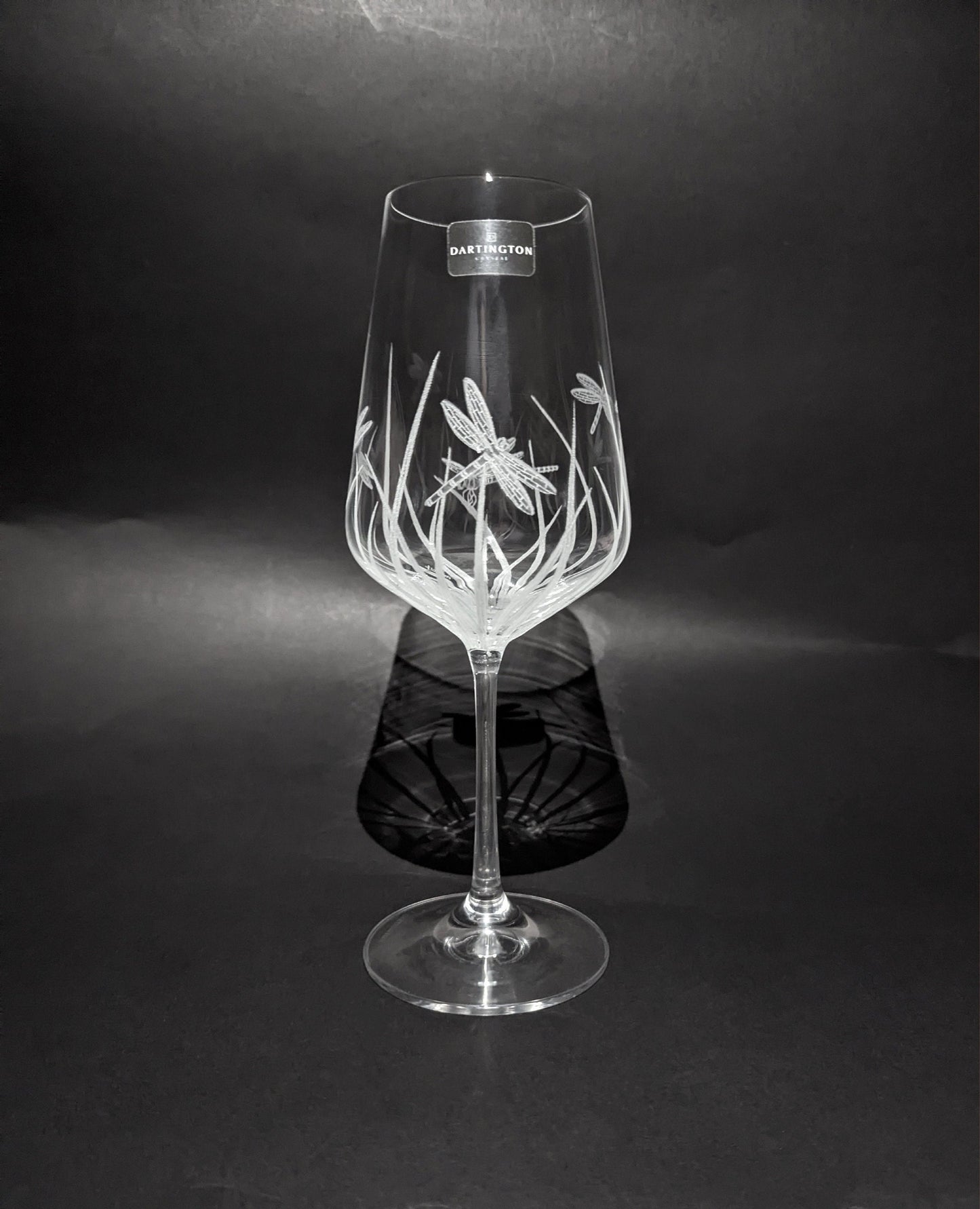 Unique Dragonfly Wine Glass - Hand Engraved Dragonflies