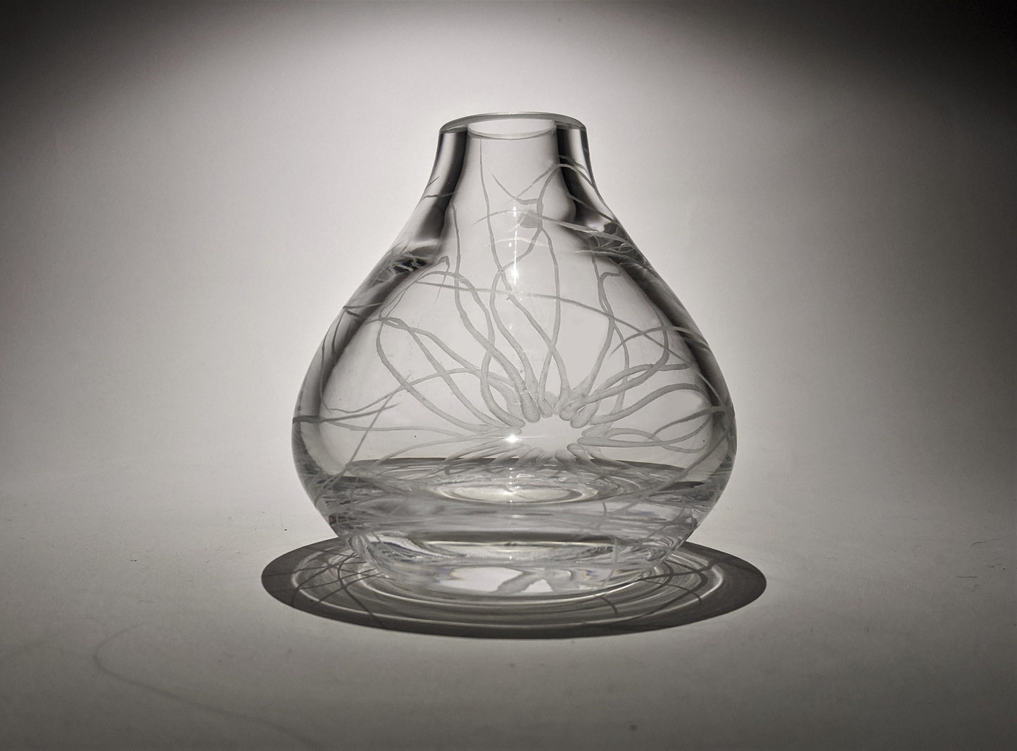 Hand Engraved Sea Anemone Vase - Ocean Themed Glass Gift