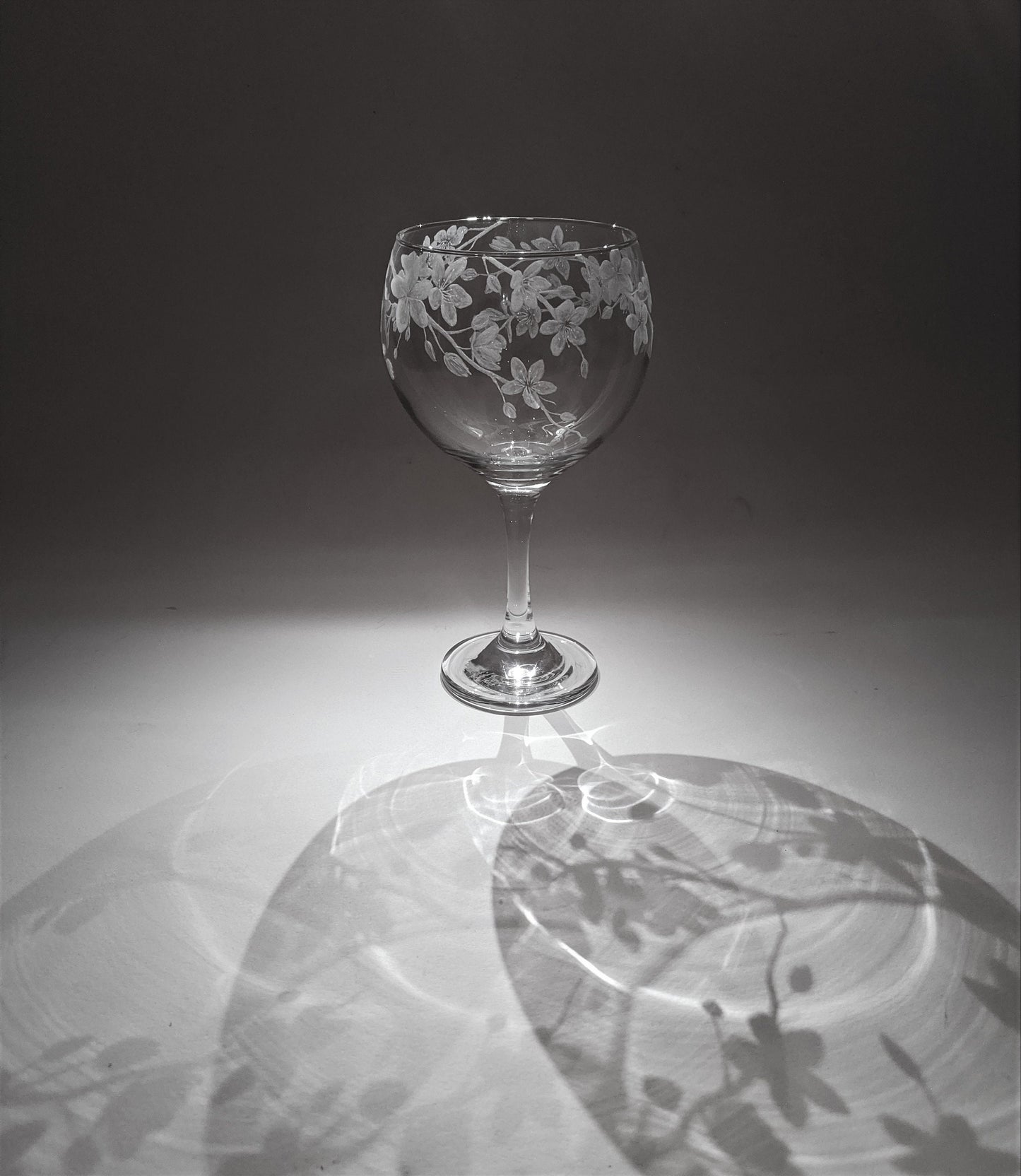 Hand Engraved Cherry Blossom Gin Glass – Floral Glass Gift