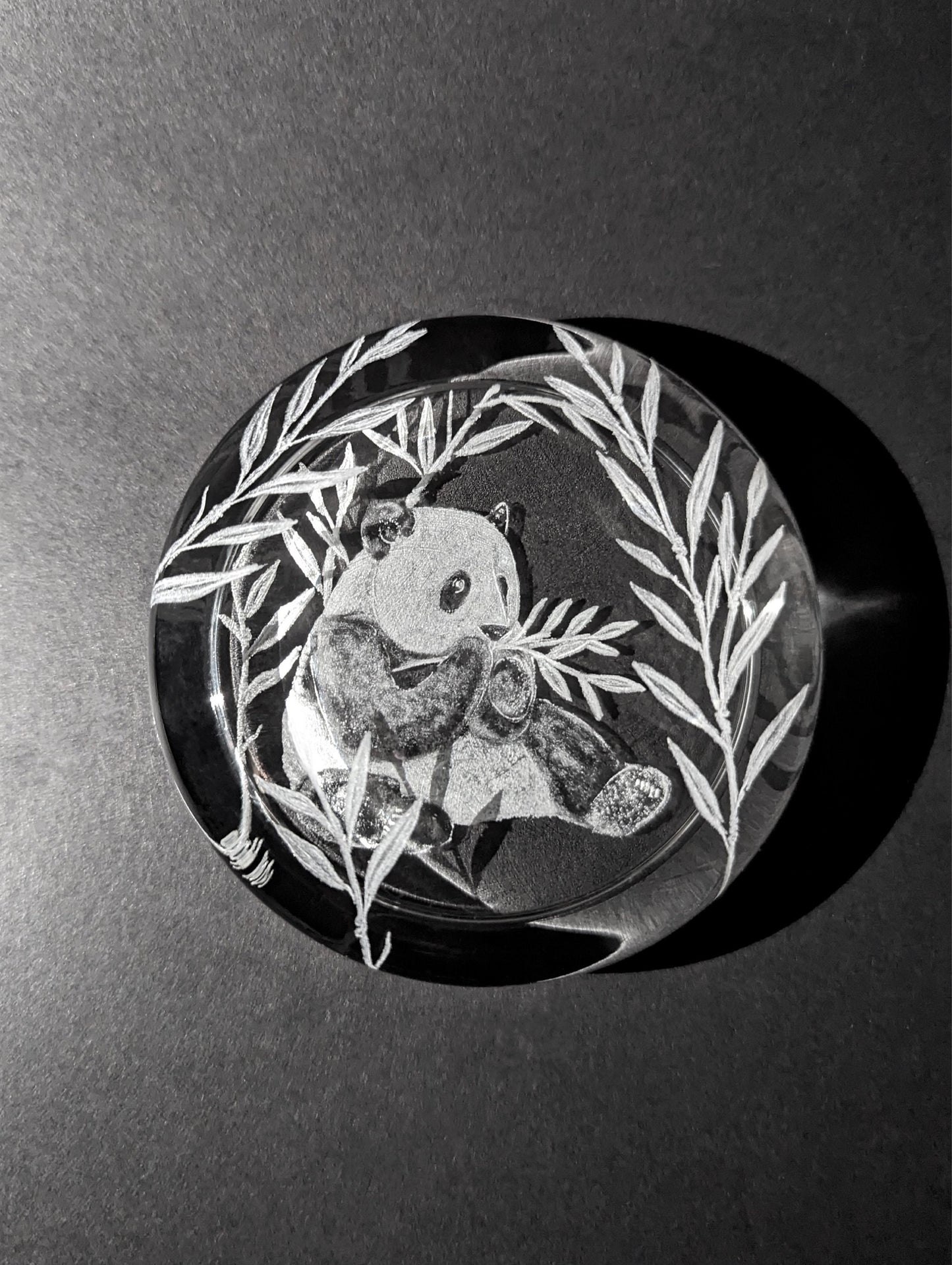 Engraved Panda Paperweight - Glass Paperweight Panda Bear Gift