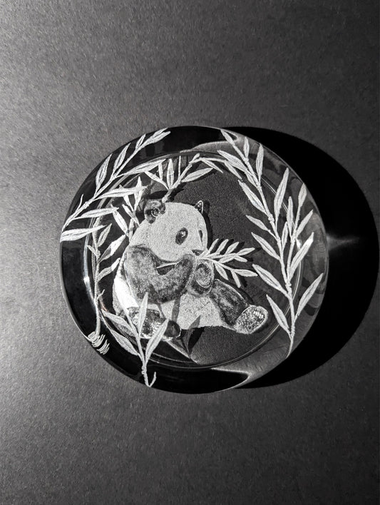 Engraved Panda Paperweight - Glass Paperweight Panda Bear Gift