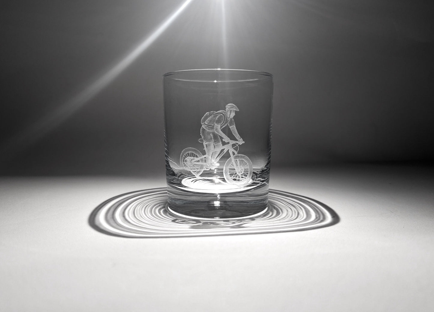 Hand Engraved Mountain Bike Glass - Mountain Biker Whisky Glass