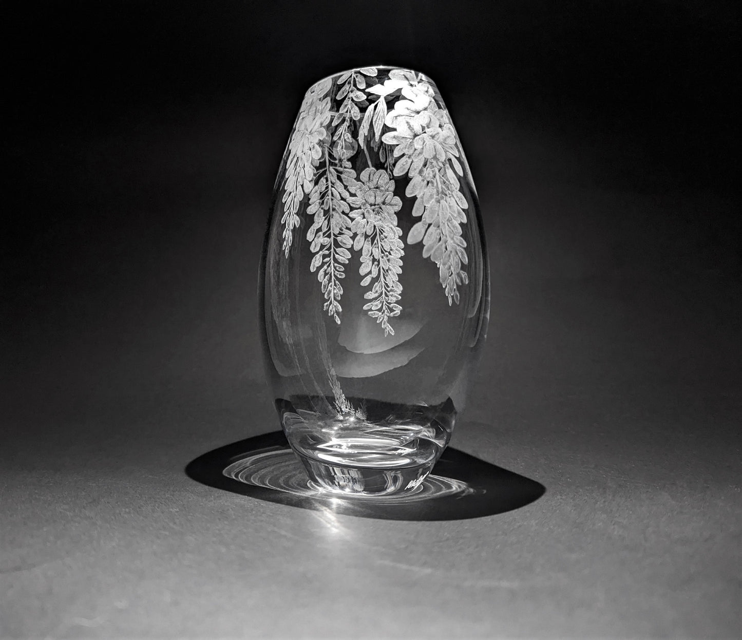 Unique Hand Engraved Wisteria Vase - Dartington Crystal Floral Gift