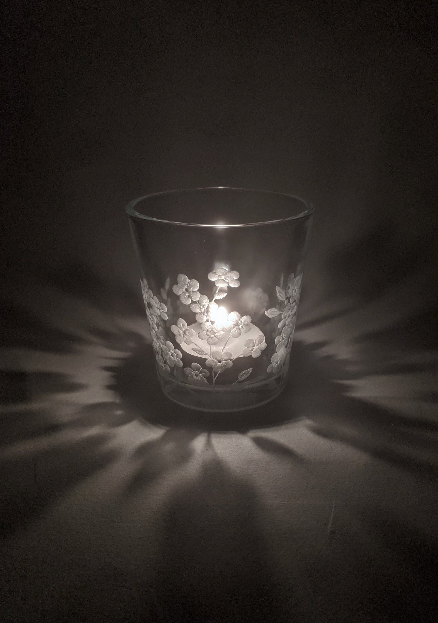 Hand Engraved Forget Me Not Tealight Holder - Forget Me Not Personalised Keepsake