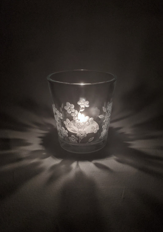 Hand Engraved Forget Me Not Tealight Holder - Forget Me Not Personalised Keepsake