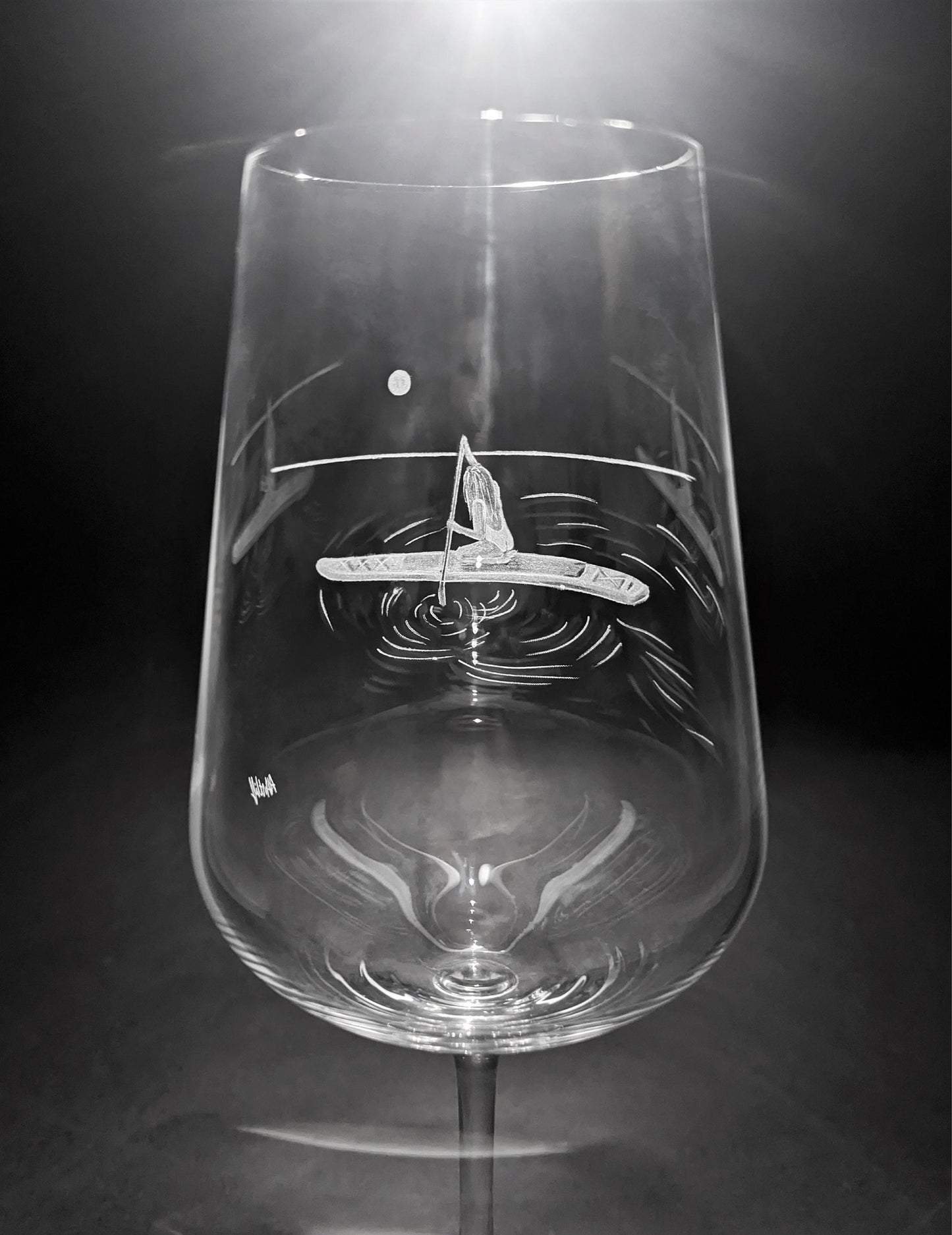 Hand Engraved Paddle Boarding Wine Glass – Personalized Paddleboard Gift