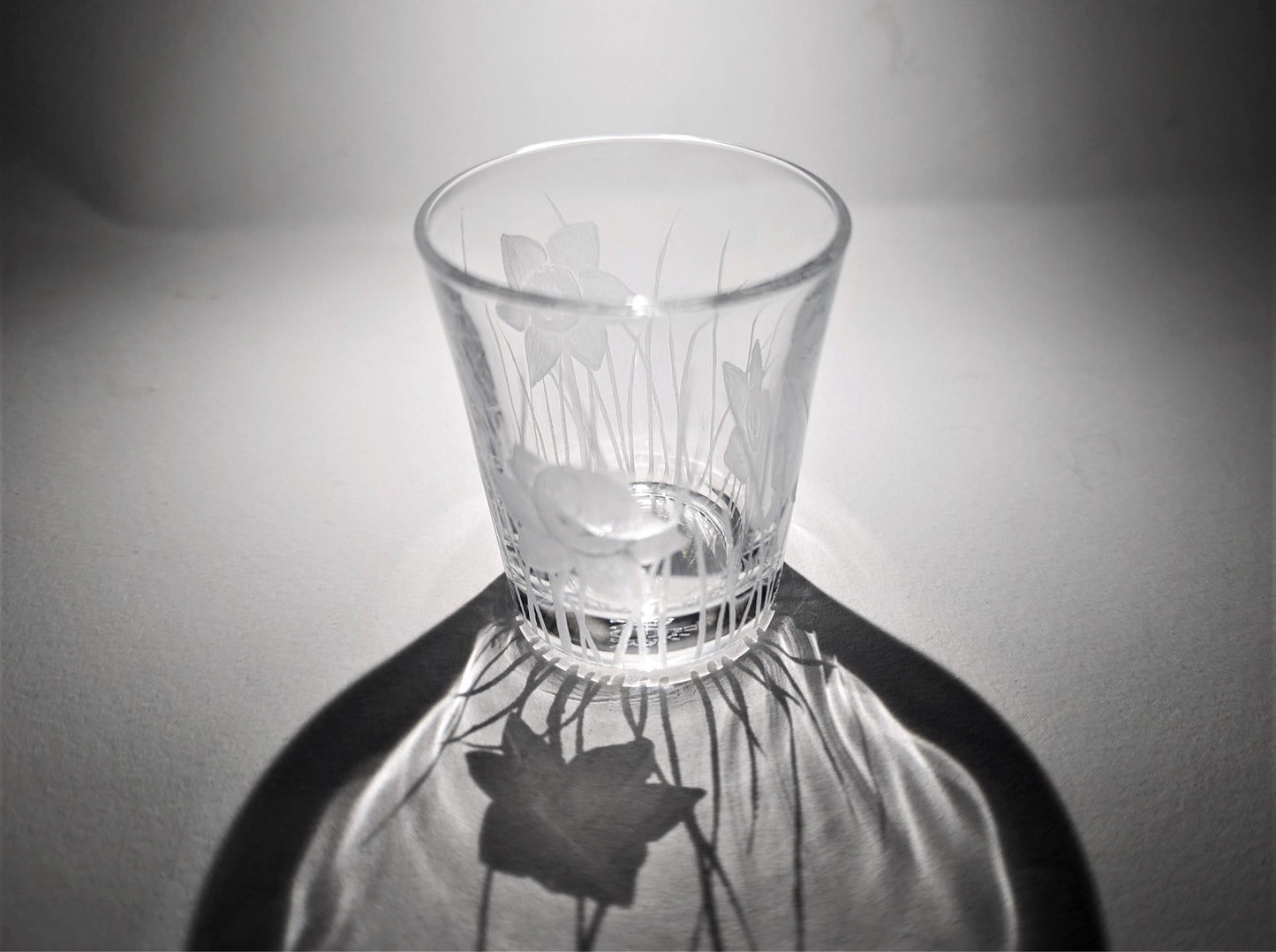Floral Shot Glass - Hand Engraved Daffodil Liqueur Glass