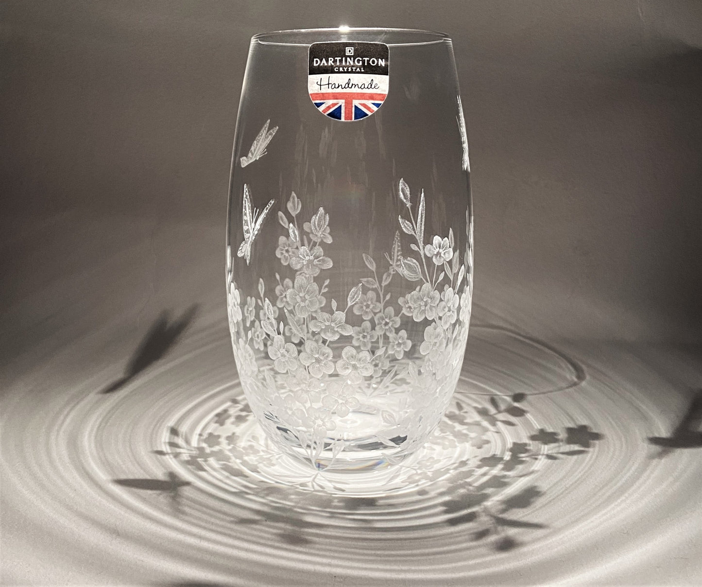 Hand Engraved Forget Me Nots and Butterflies - Small Floral Decorative Vase