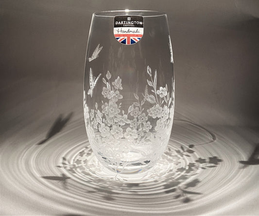 Hand Engraved Forget Me Nots and Butterflies - Small Floral Decorative Vase