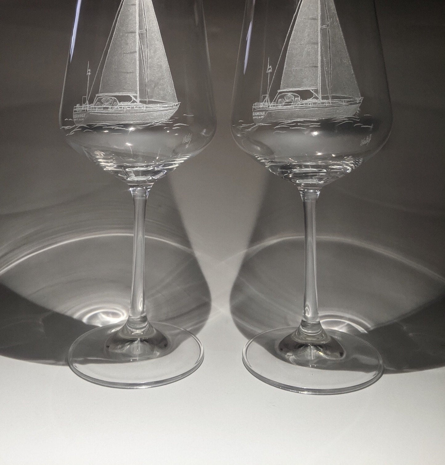 Custom Sailing Yacht Wine Glass - Your Boat Hand Engraved Gift