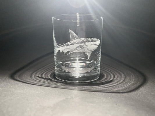 Customised Shark Whisky Glass - Hand Engraved Shark Gift