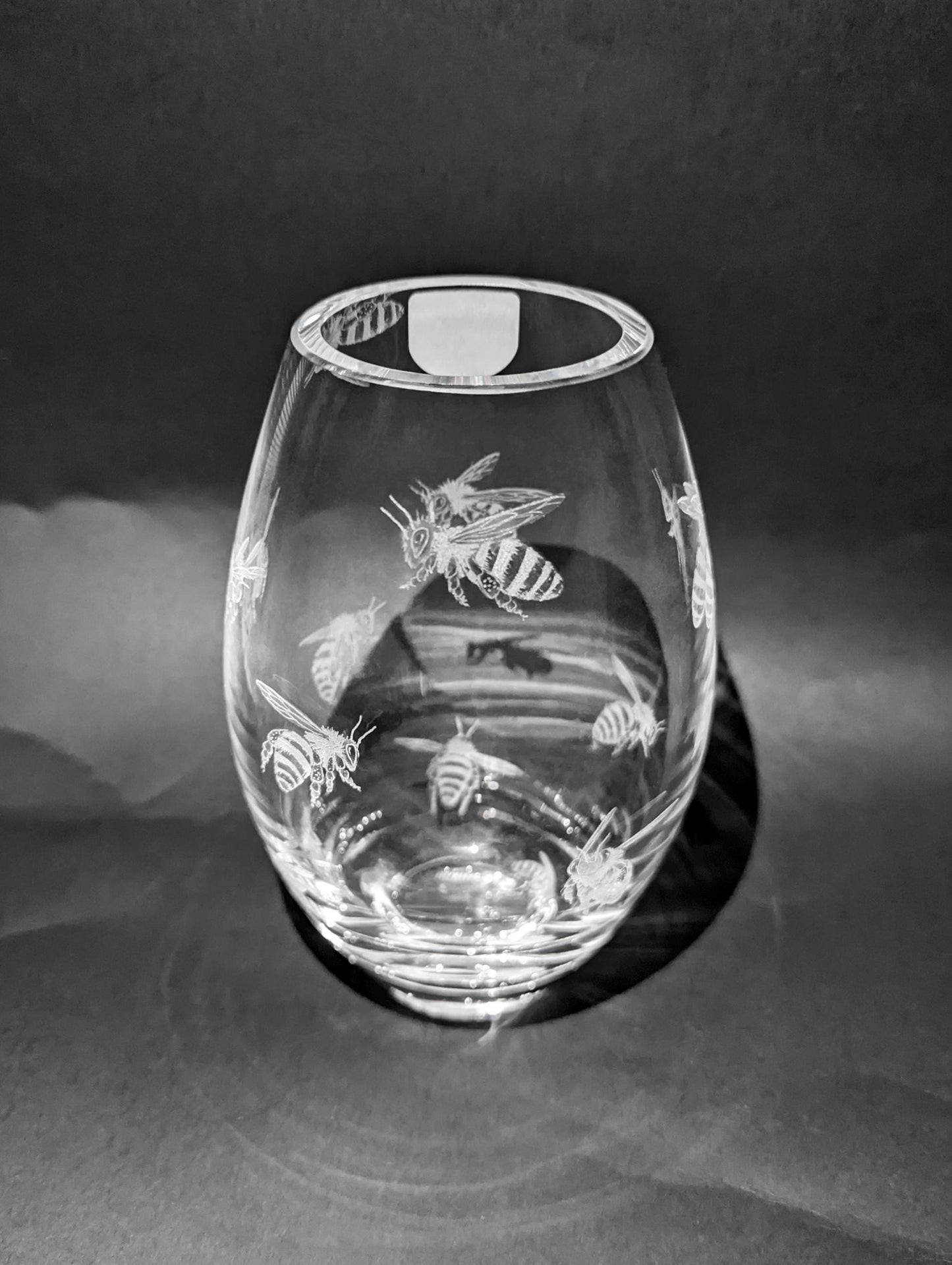 Honey Bee Crystal Vase - Hand Engraved Bee Gifts