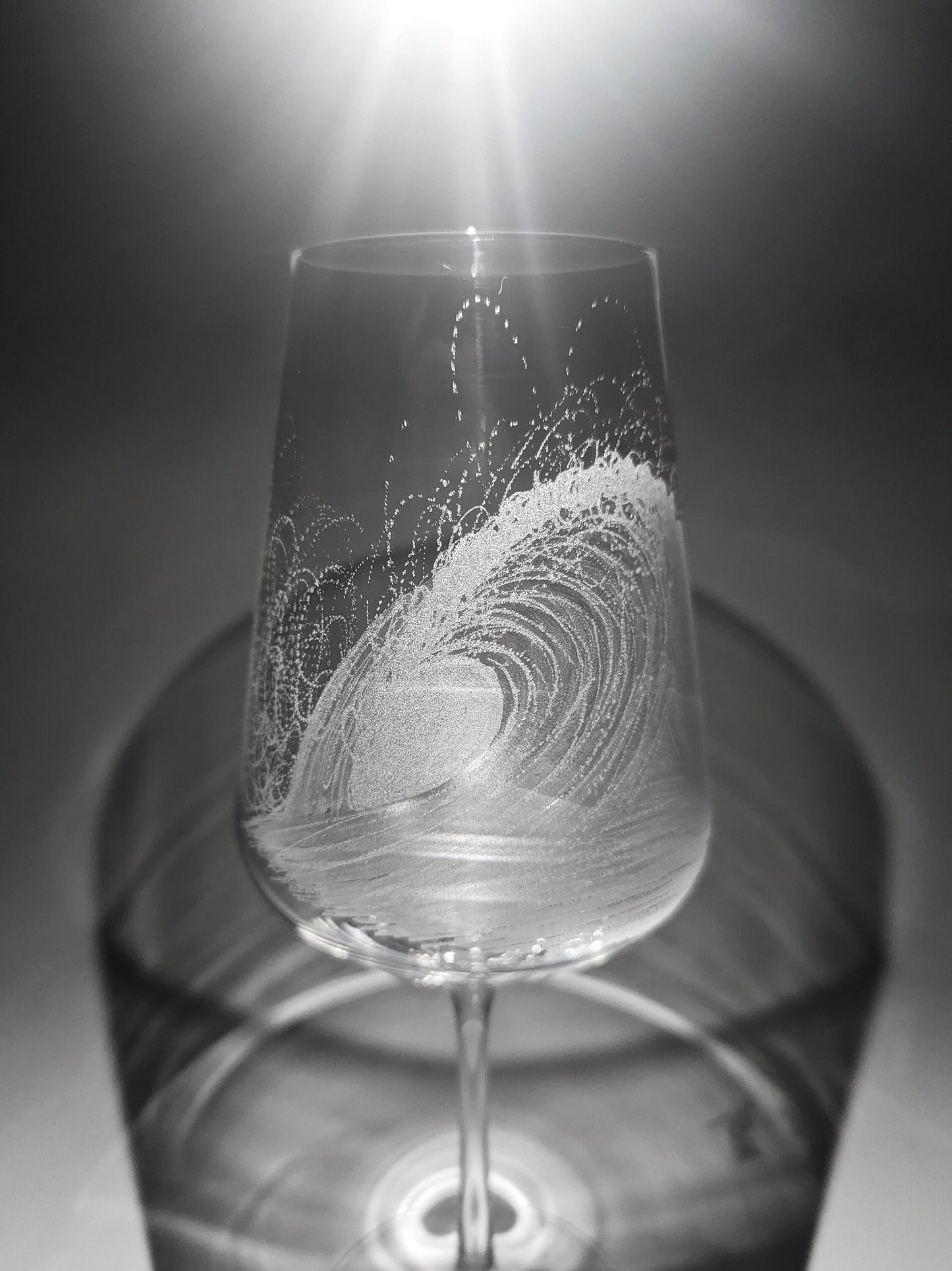 Hand Engraved Wave Wine Glass - Ocean Wave Gift
