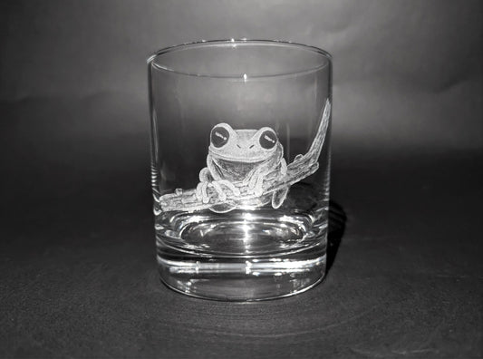 Hand Engraved Frog Whisky Glass - Frog Lover Gift