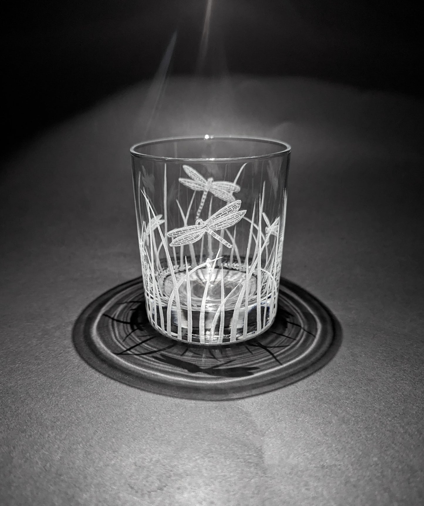 Hand Engraved Dragonfly Whisky Glass - Dragonfly Glass Gift