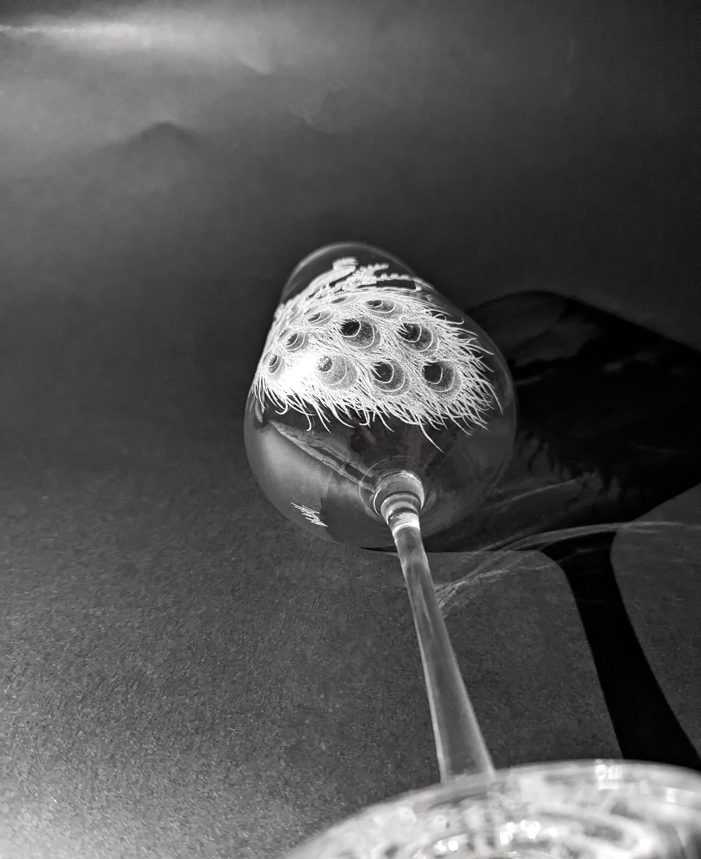 Hand Engraved Peacock Wine Glasses - Unique Peacock Gift