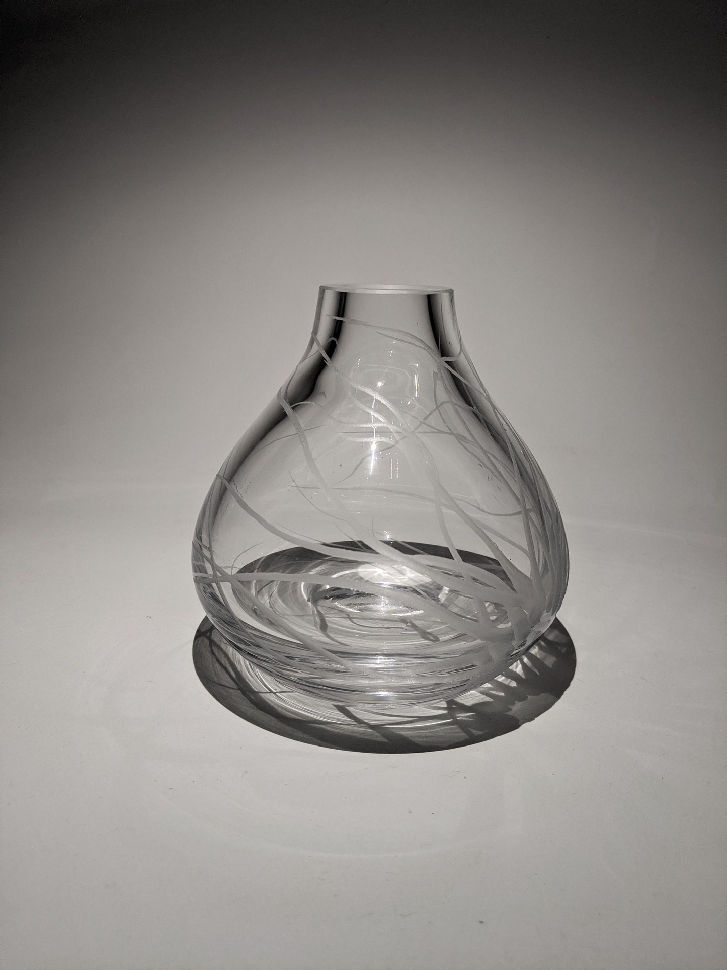 Hand Engraved Sea Anemone Vase - Ocean Themed Glass Gift