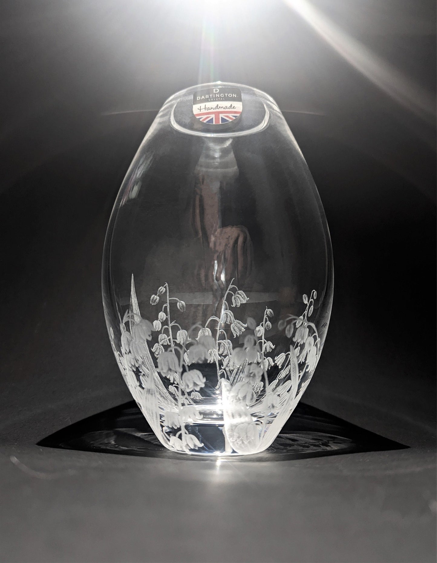 Hand Engraved Lily Of The Valley Vase - Dartington Crystal Floral Vase