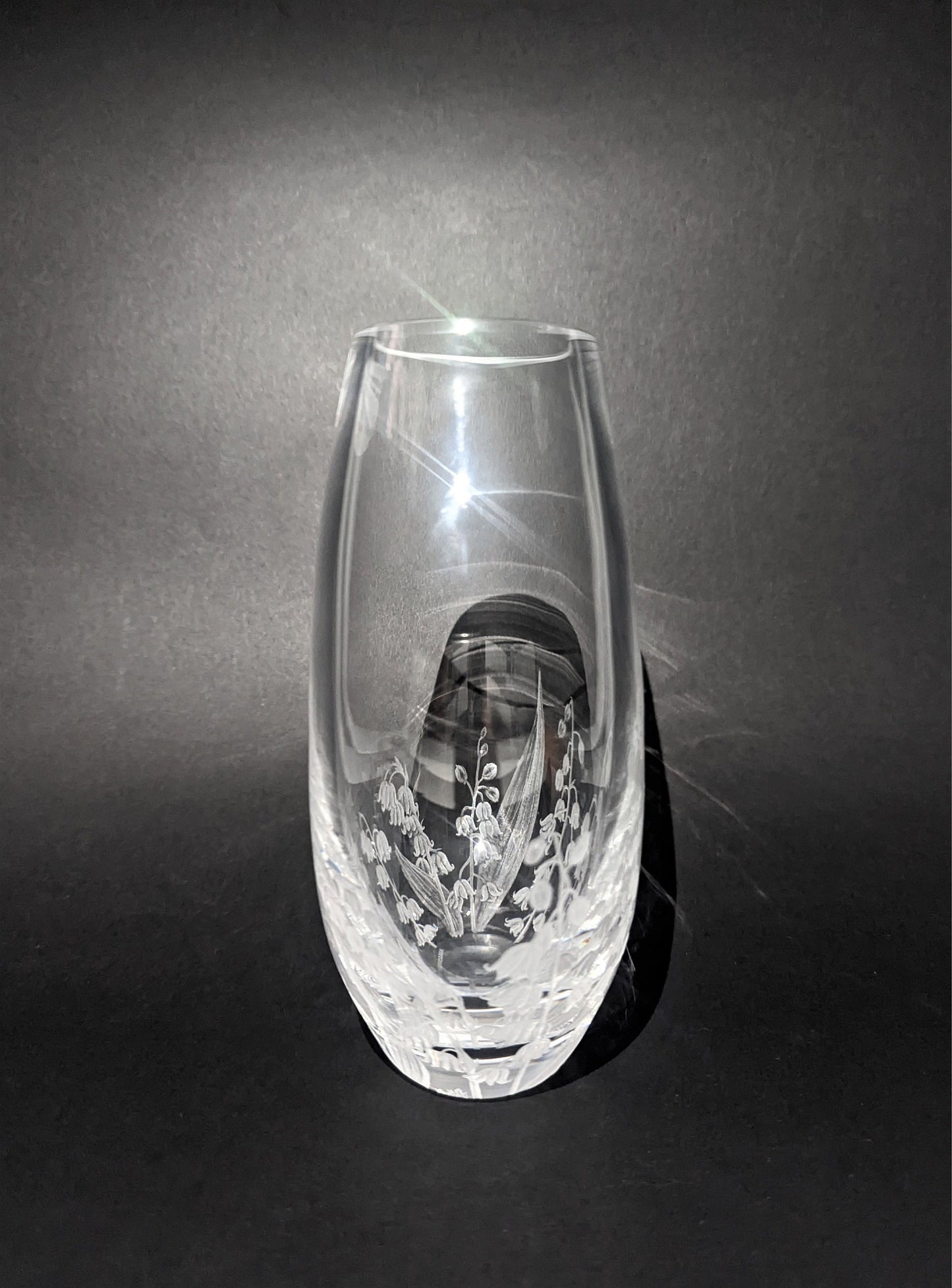 Hand Engraved Lily Of The Valley Vase - Dartington Crystal Floral Vase