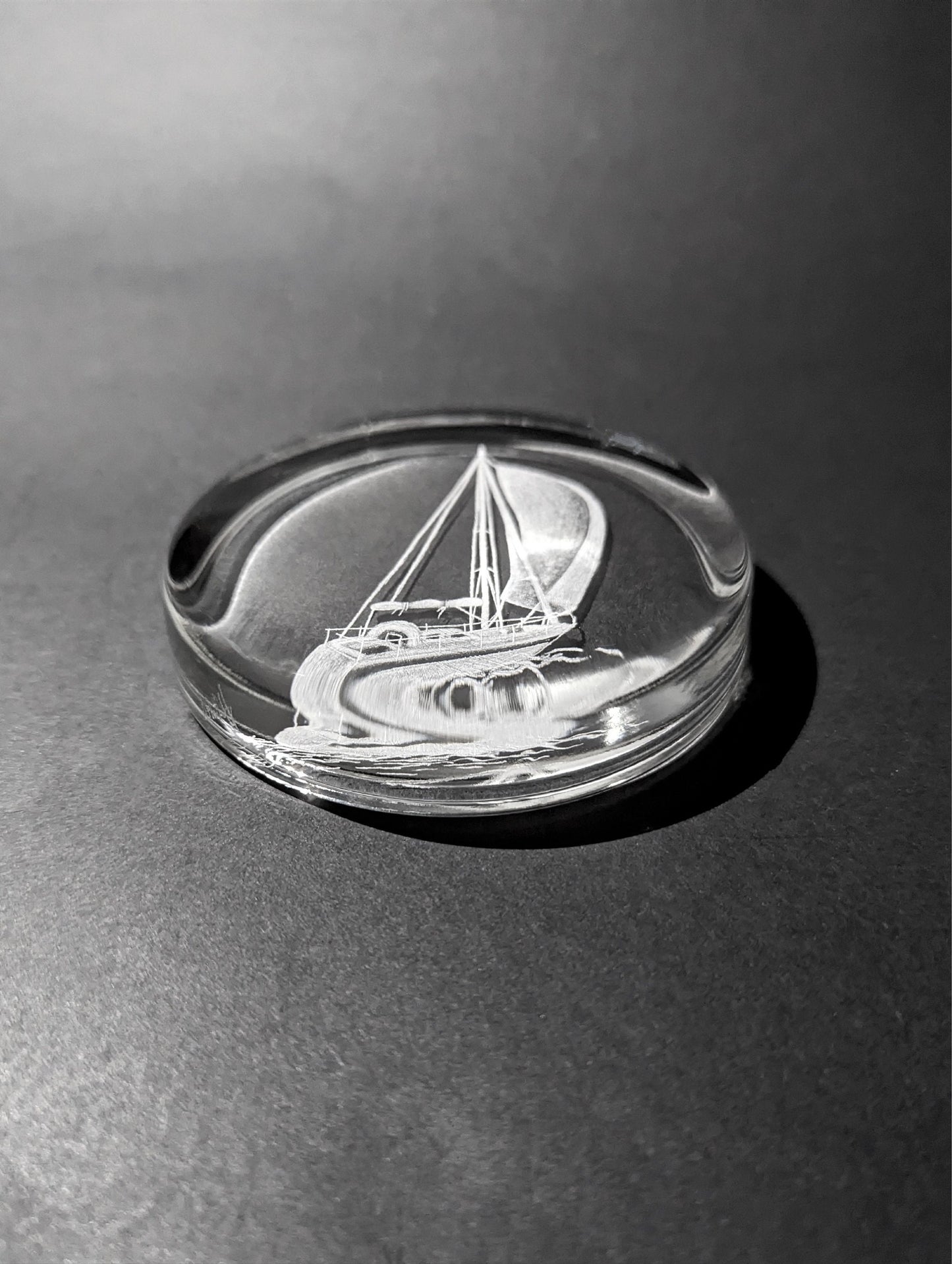 Sailing Boat Glass Paperweight - Unique Yacht Gifts