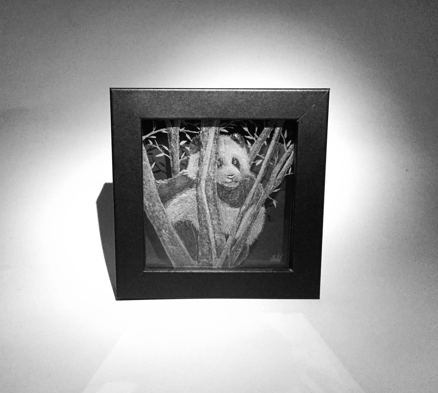 Hand Engraved Panda Glass Frame – Panda Art Gift