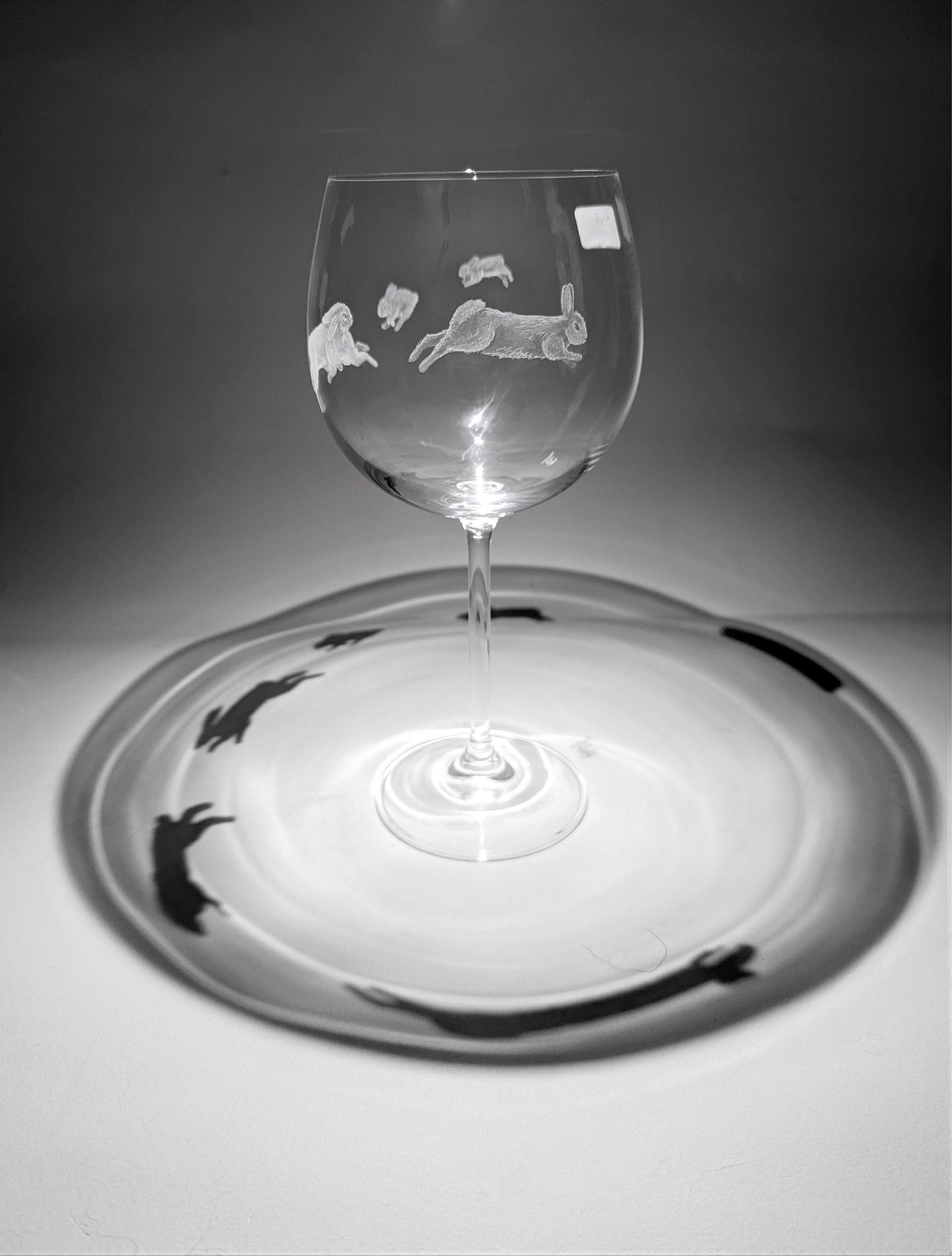 Hand Engraved Rabbit Gin Glass - Bunny Rabbit Hopping