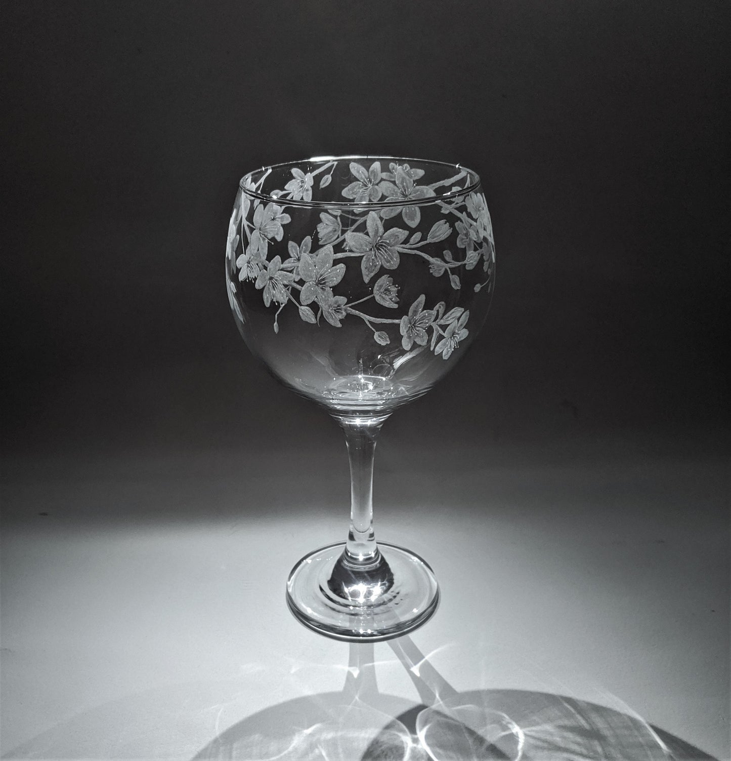 Hand Engraved Cherry Blossom Gin Glass – Floral Glass Gift