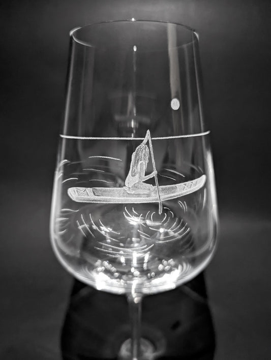 Hand Engraved Paddle Boarding Wine Glass – Personalized Paddleboard Gift