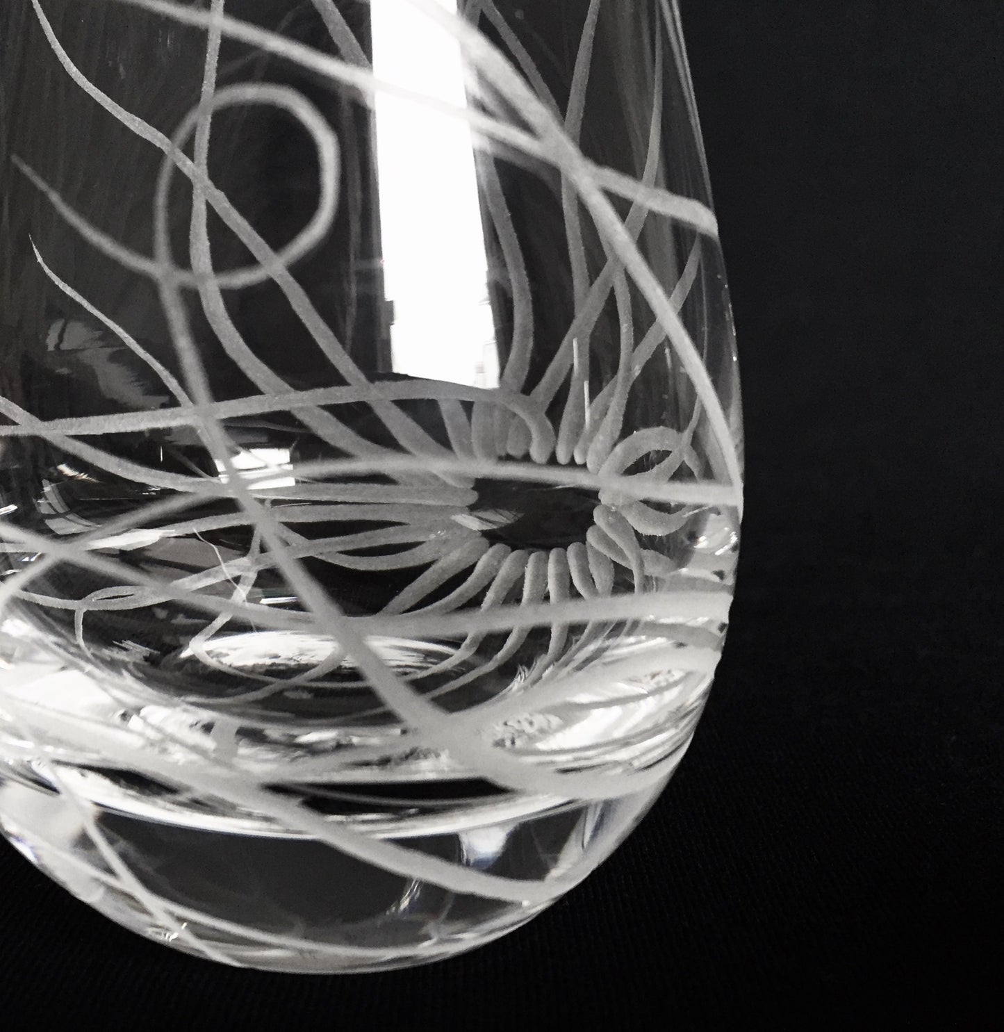 Small Hand Engraved Dartington Crystal Vase - Miniature Sea Anemone Ocean Décor