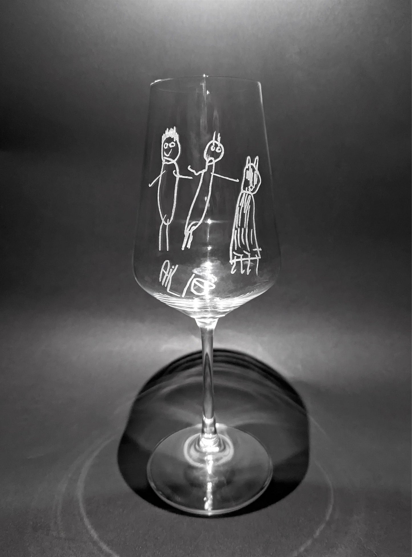 Your Ideas Hand Engraved on a Wine Glass - One of a Kind Custom Engraving