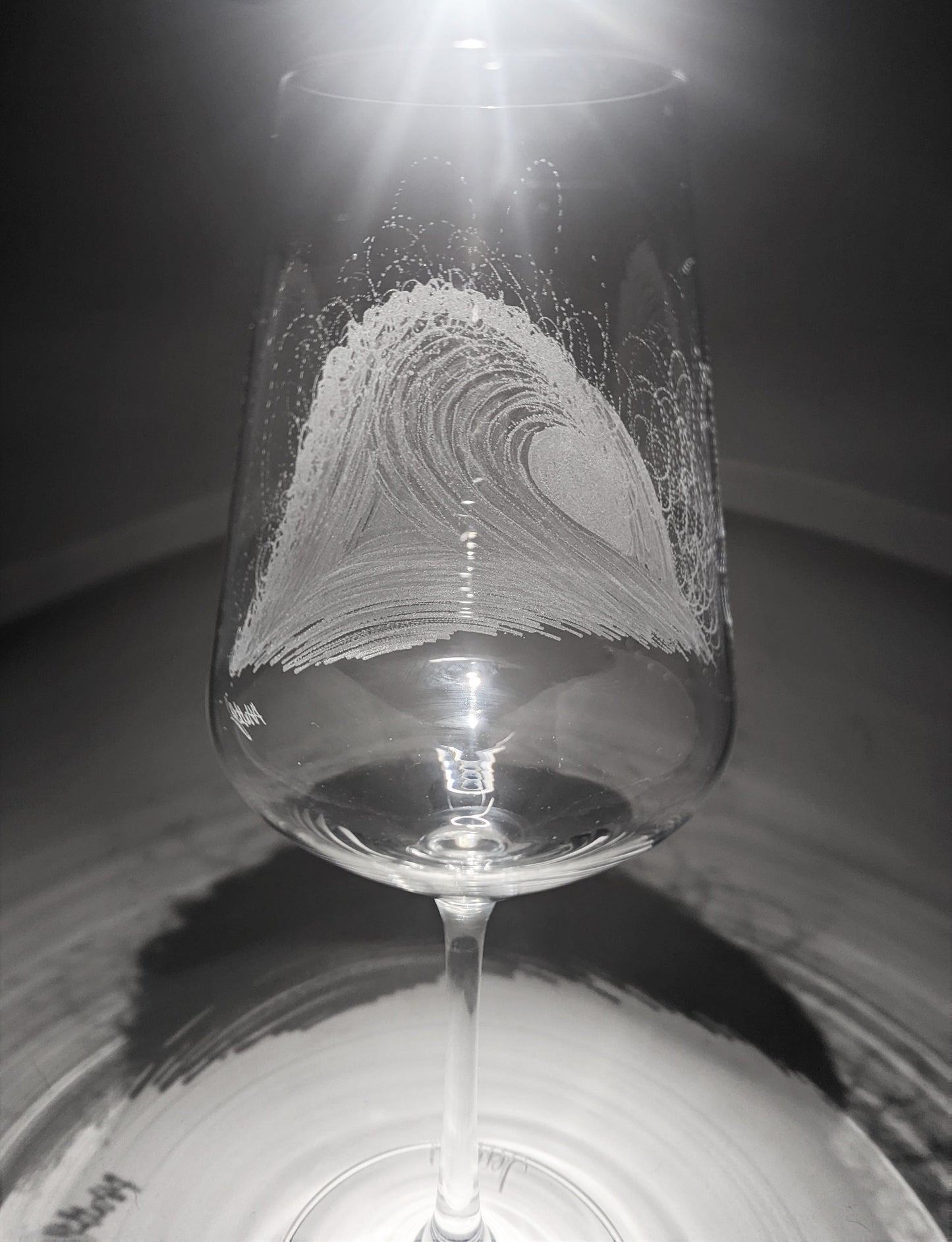 Hand Engraved Wave Wine Glass - Ocean Wave Gift
