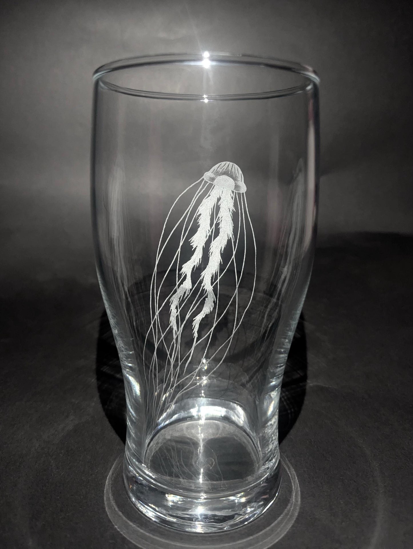 Hand Engraved Jellyfish Pint Glass - Jellyfish Beer Gift