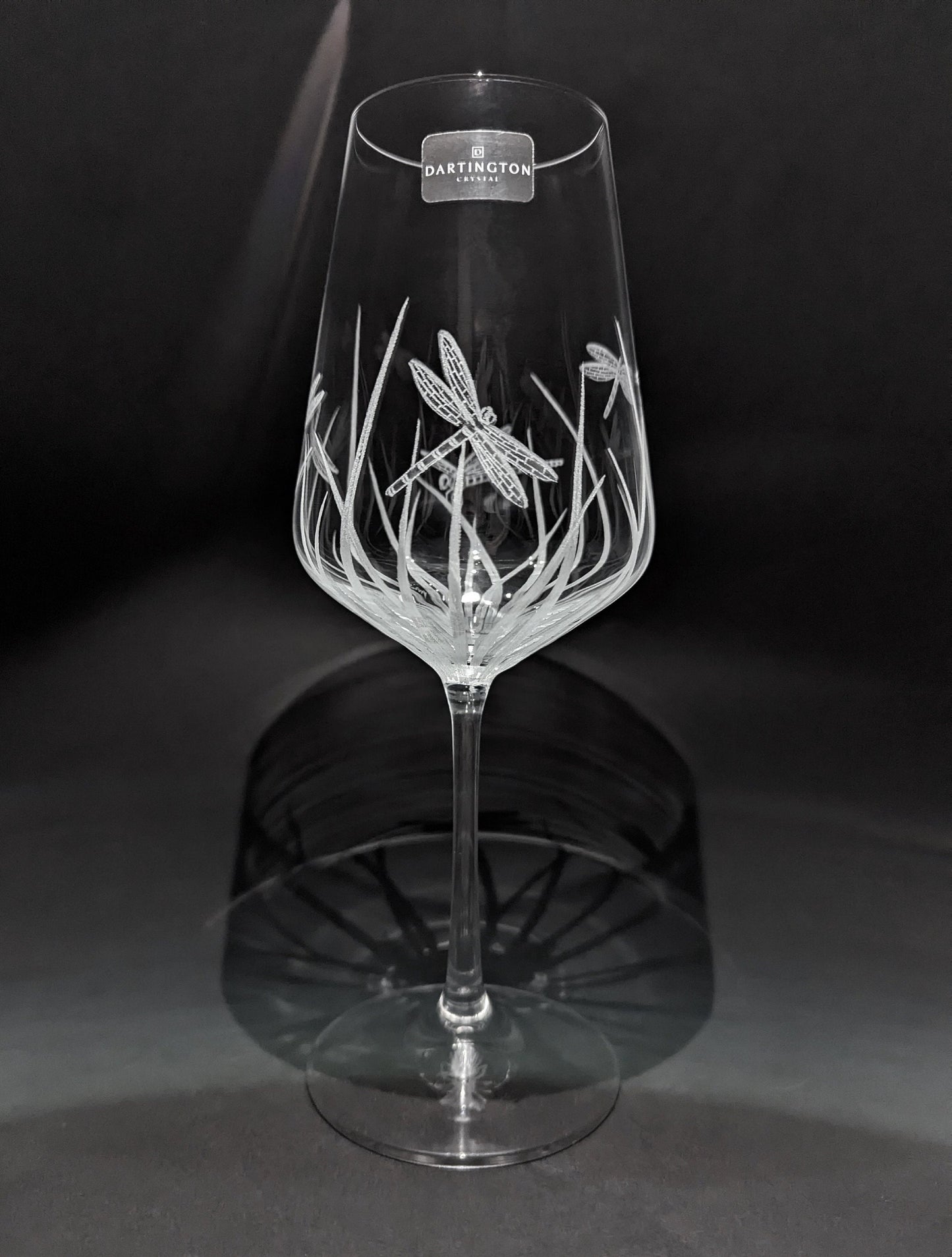 Unique Dragonfly Wine Glass - Hand Engraved Dragonflies
