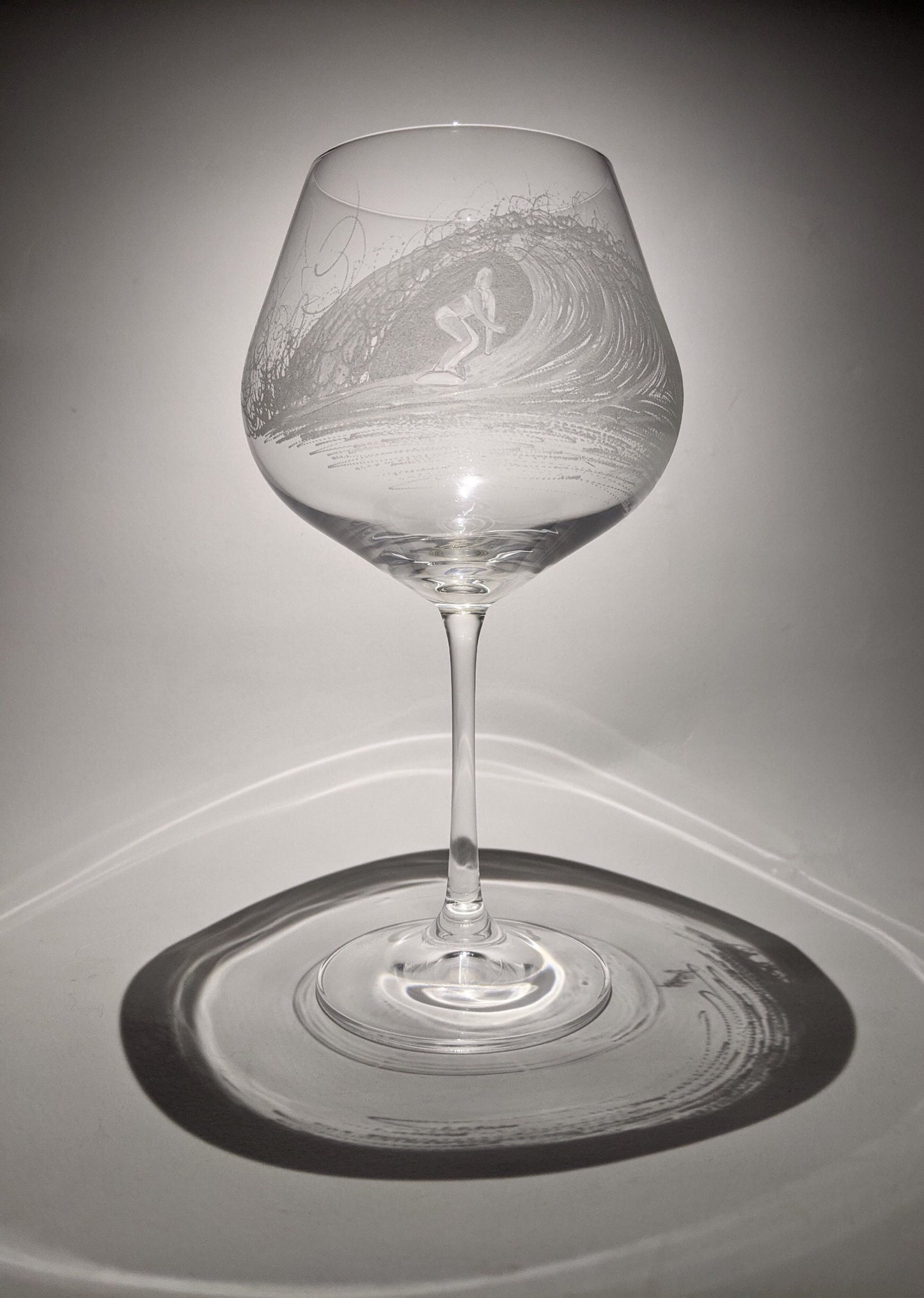 Hand Engraved Surfing Wave Gin Glass – Surfer Gift