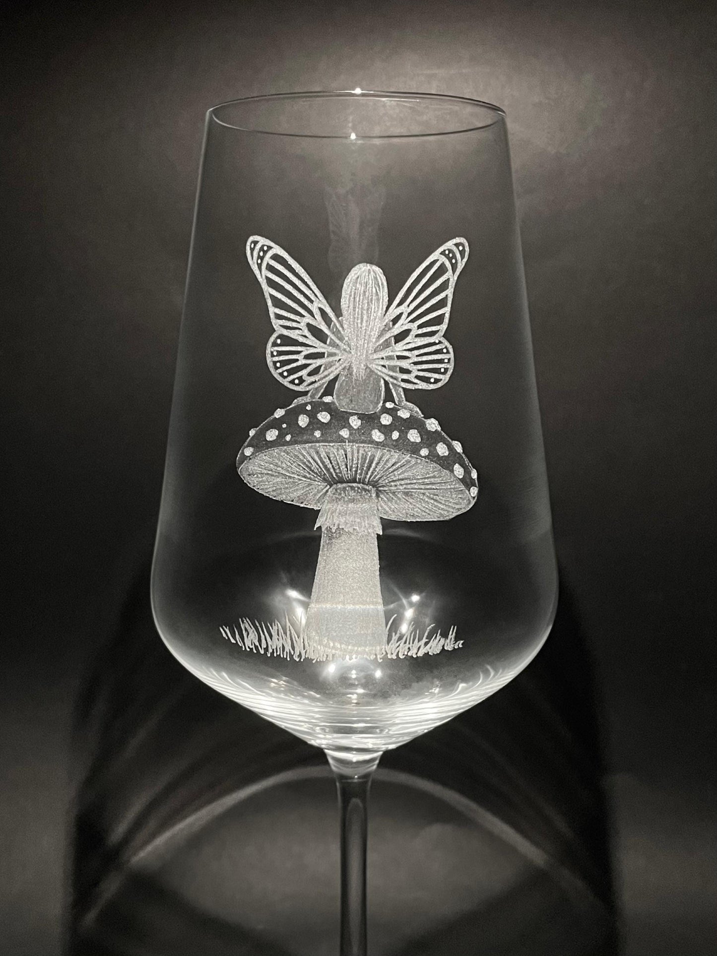 Customised Fairy and Mushroom Wine Glass - Unique Magical Fairy Gift