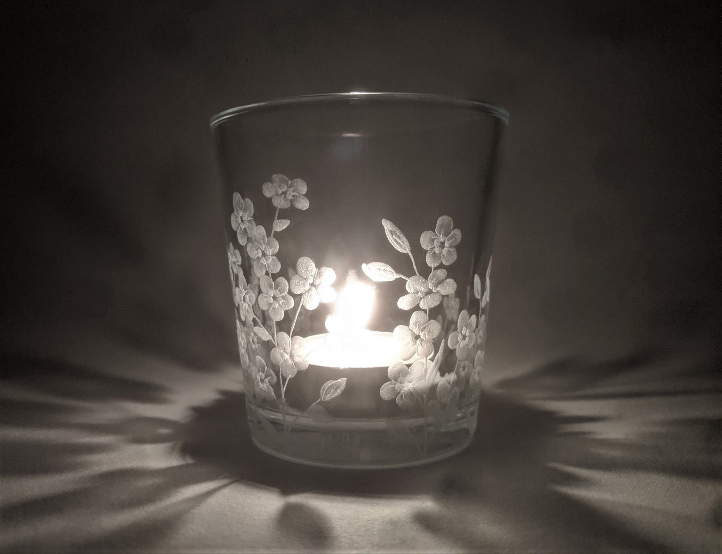 Hand Engraved Forget Me Not Tealight Holder - Forget Me Not Personalised Keepsake