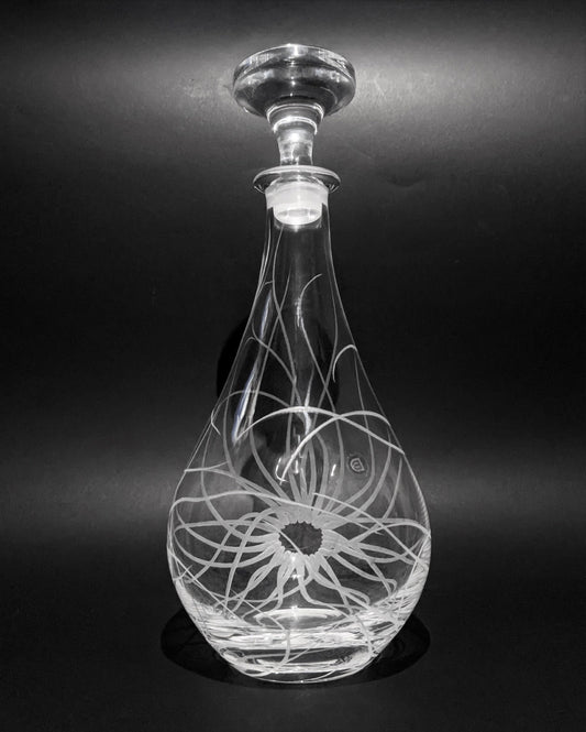Hand Engraved Crystal Decanter - Sea Anemone Gifts