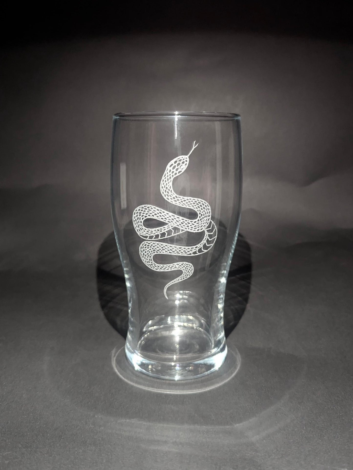 Hand Engraved Snake Pint Glass - Snake Glass Gifts