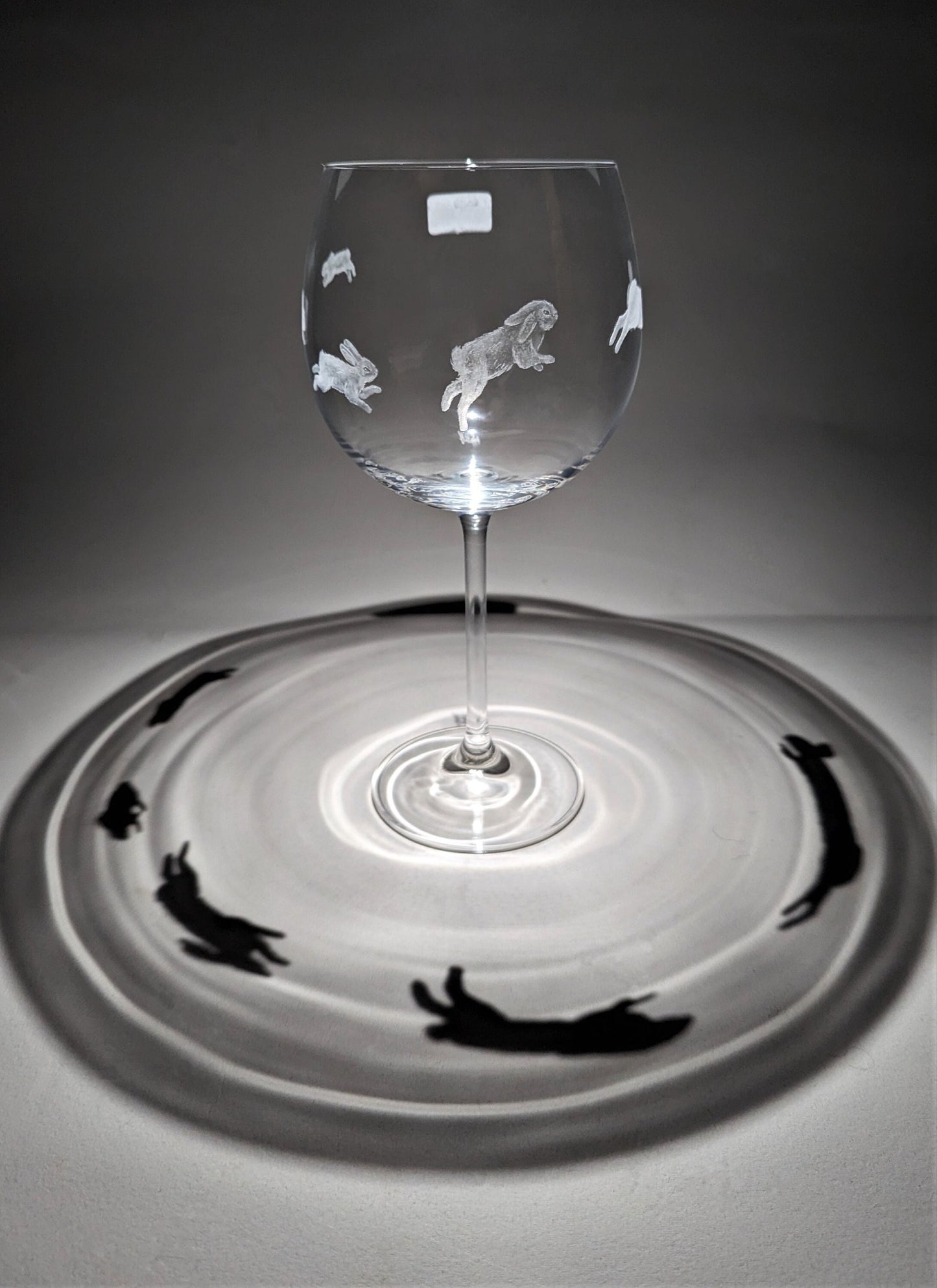 Hand Engraved Rabbit Gin Glass - Bunny Rabbit Hopping