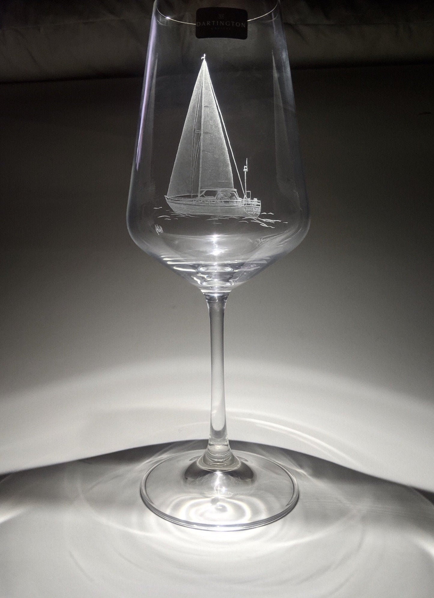 Custom Sailing Yacht Wine Glass - Your Boat Hand Engraved Gift