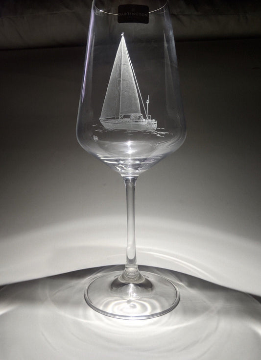 Custom Sailing Yacht Wine Glass - Your Boat Hand Engraved Gift