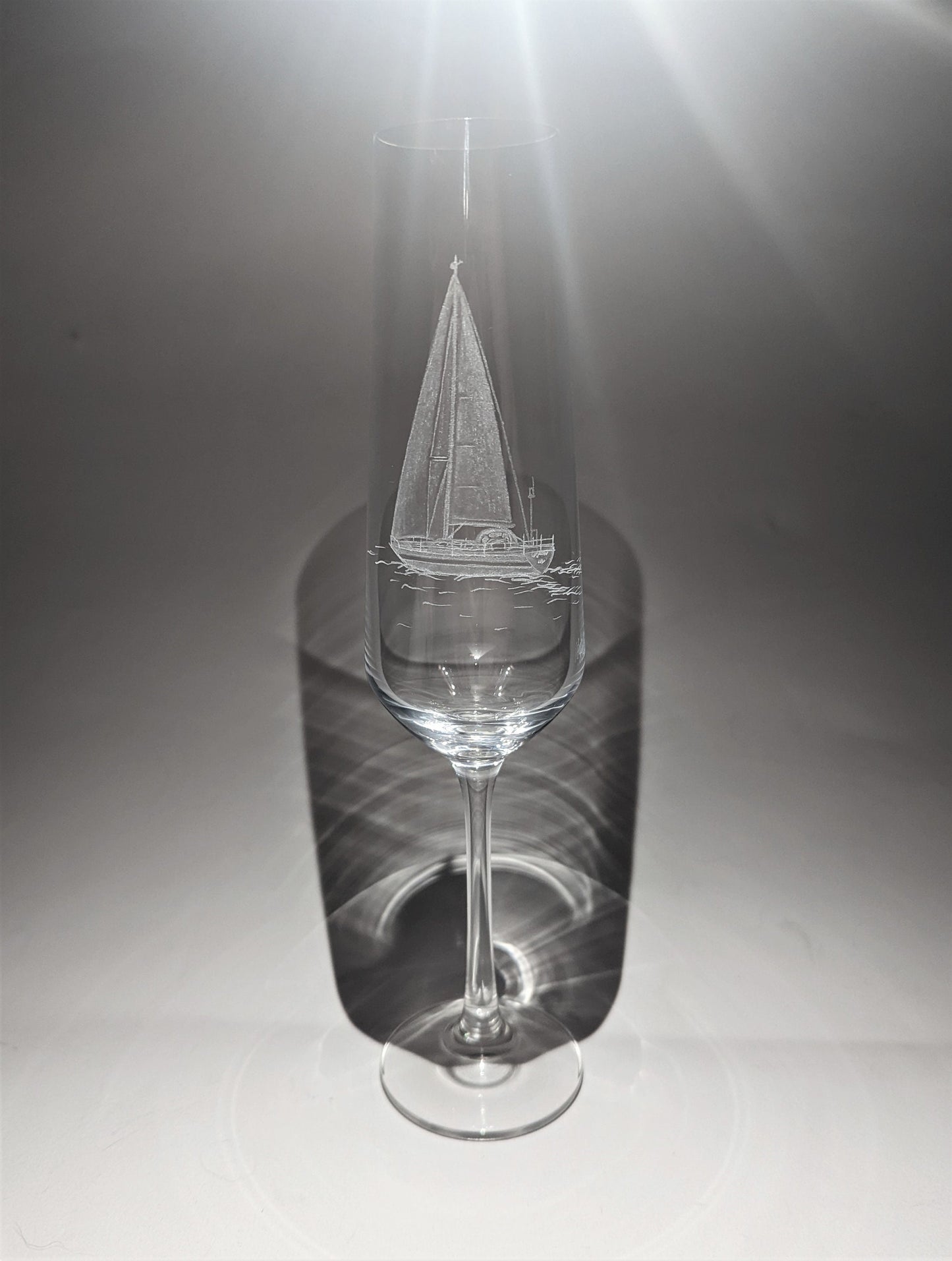 Hand Engraved Sailing Yacht Champagne Flute – Nautical Sailing Gift