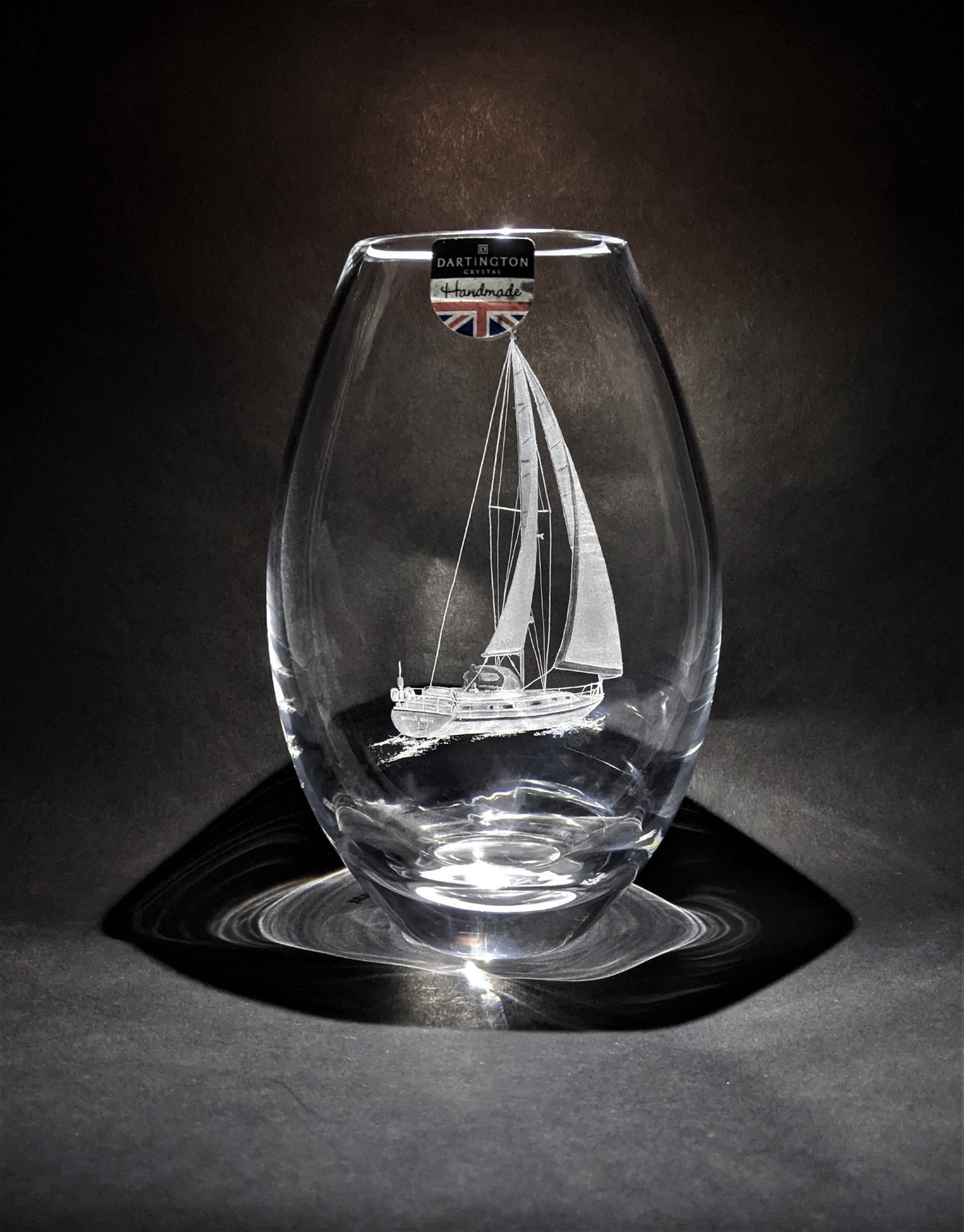 Custom Sailing Yacht Crystal Vase - Your Sailing Boat Hand Engraved on Dartington Crystal - Personalised Glass Gifts
