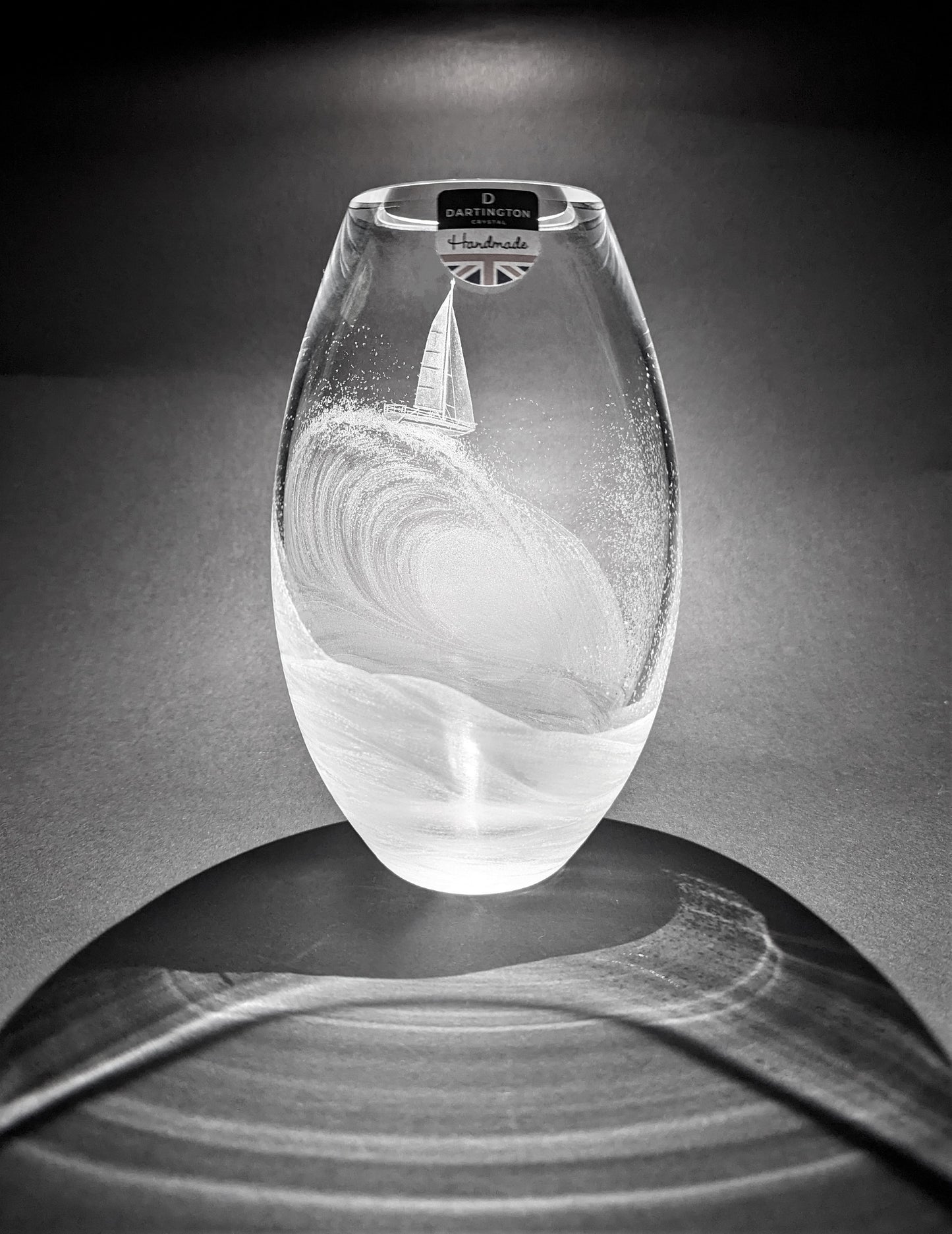 Hand Engraved Boat and Wave Vase - Sailing Yacht Gift