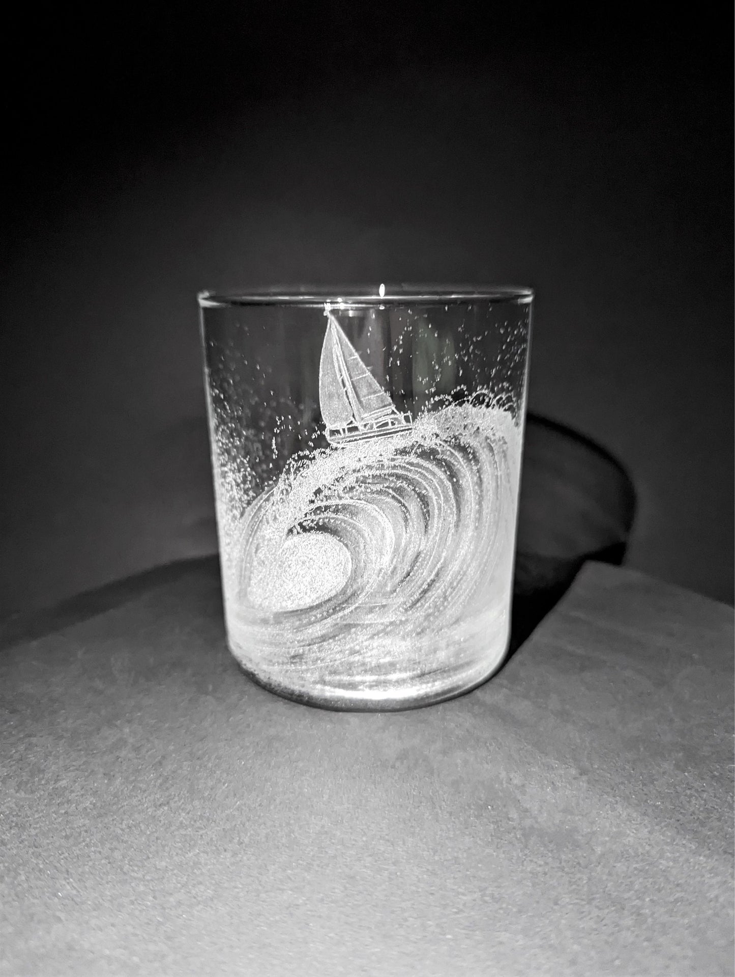 Personalised Sailing Yacht Gift  - Hand Engraved Boat on a Wave Whisky Glass