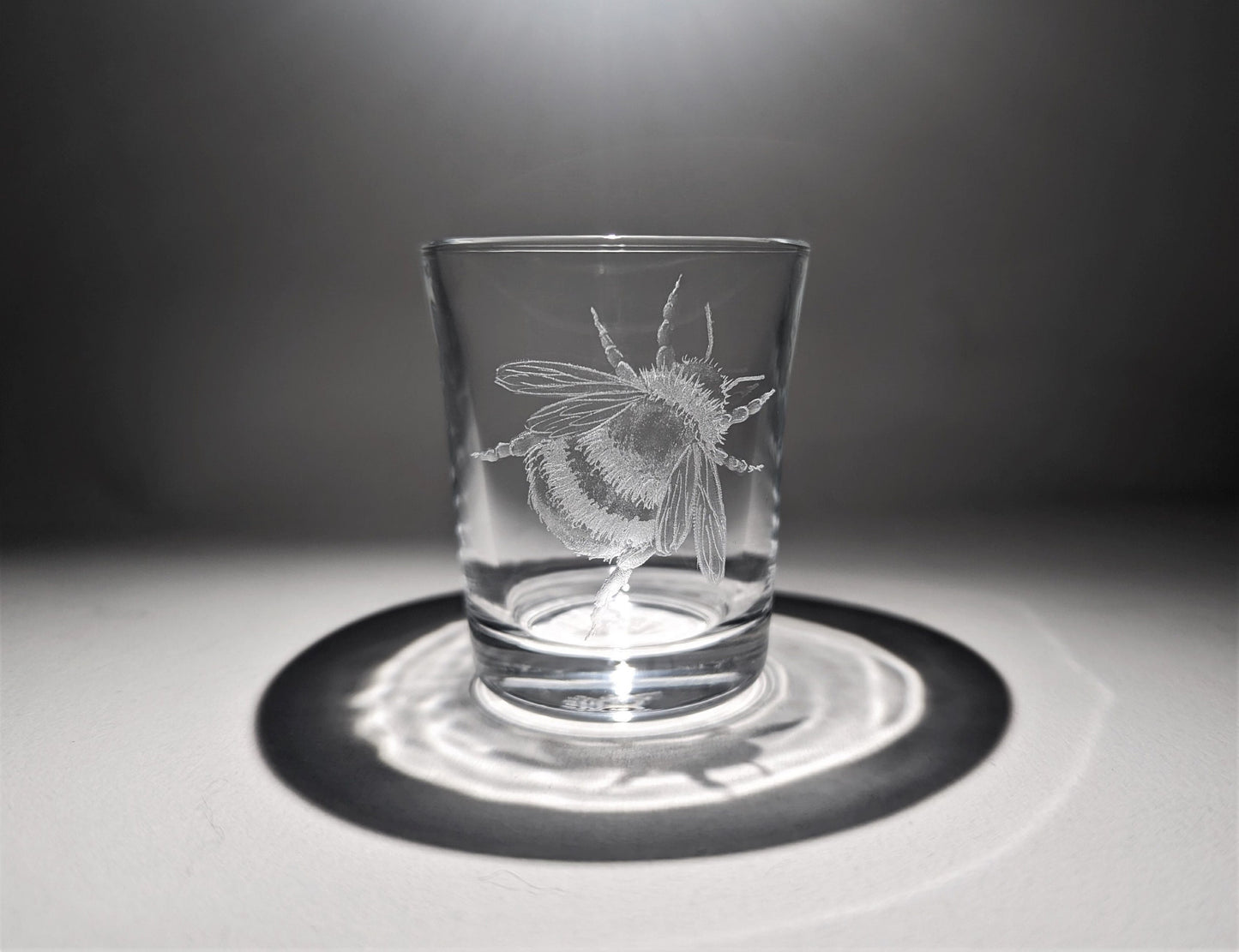 Hand Engraved Bumblebee Shot Glass - Bee Gift